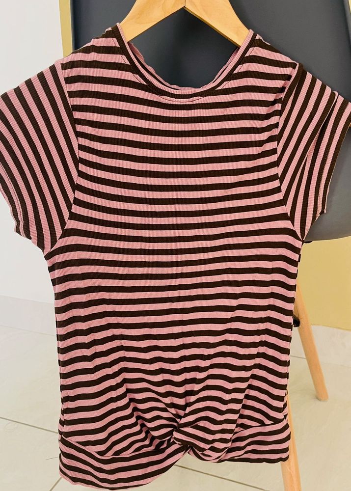 Striped Twist-Front Top