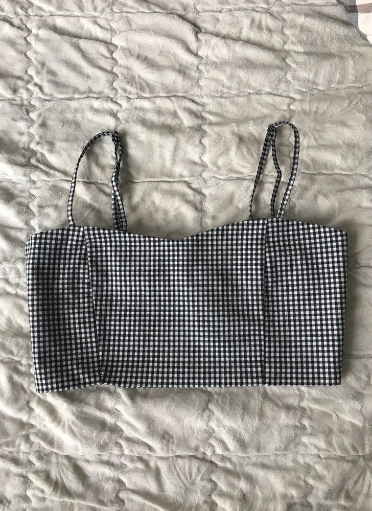 Check Print Crop Top
