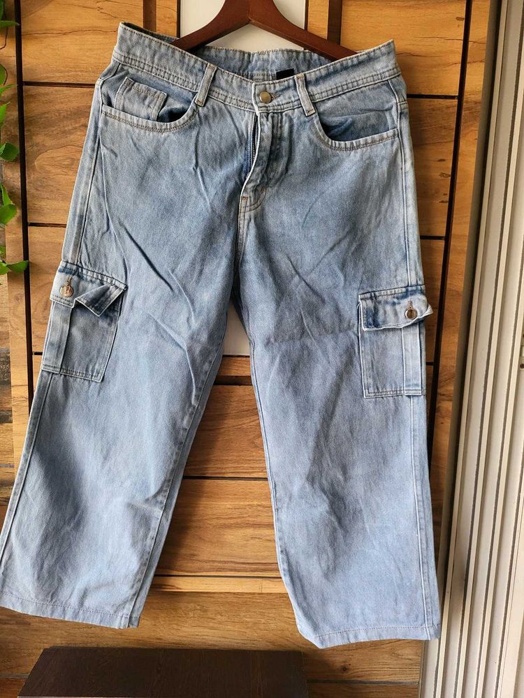 Light Wash  Cargo Jeans