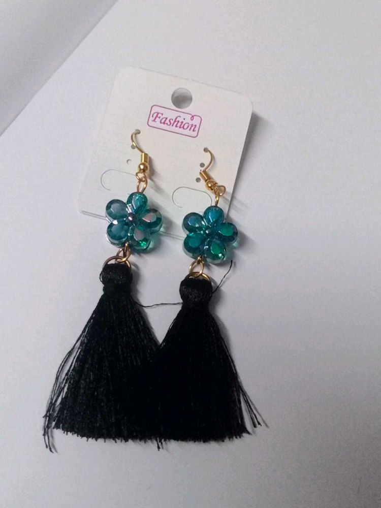 Floral Tassel Drop Earrings