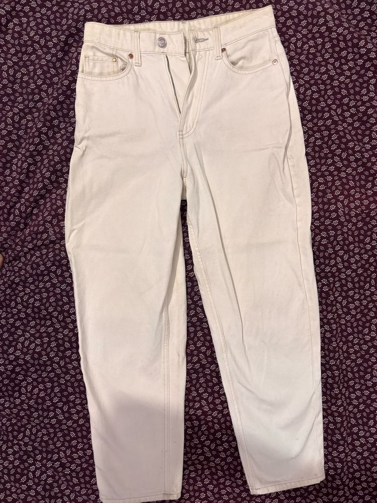 h&amp;m off-white straight fit denim (free shipping)