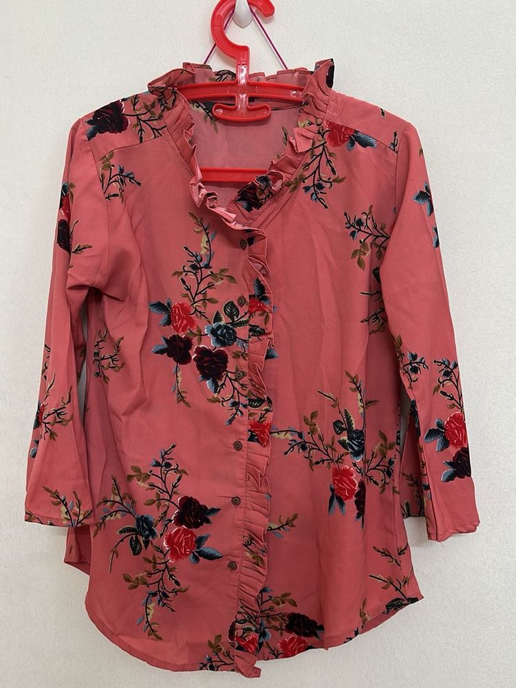 Floral Print Ruffle Top
