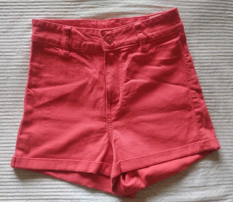 H&amp;M Retro High Waist Red Shorts