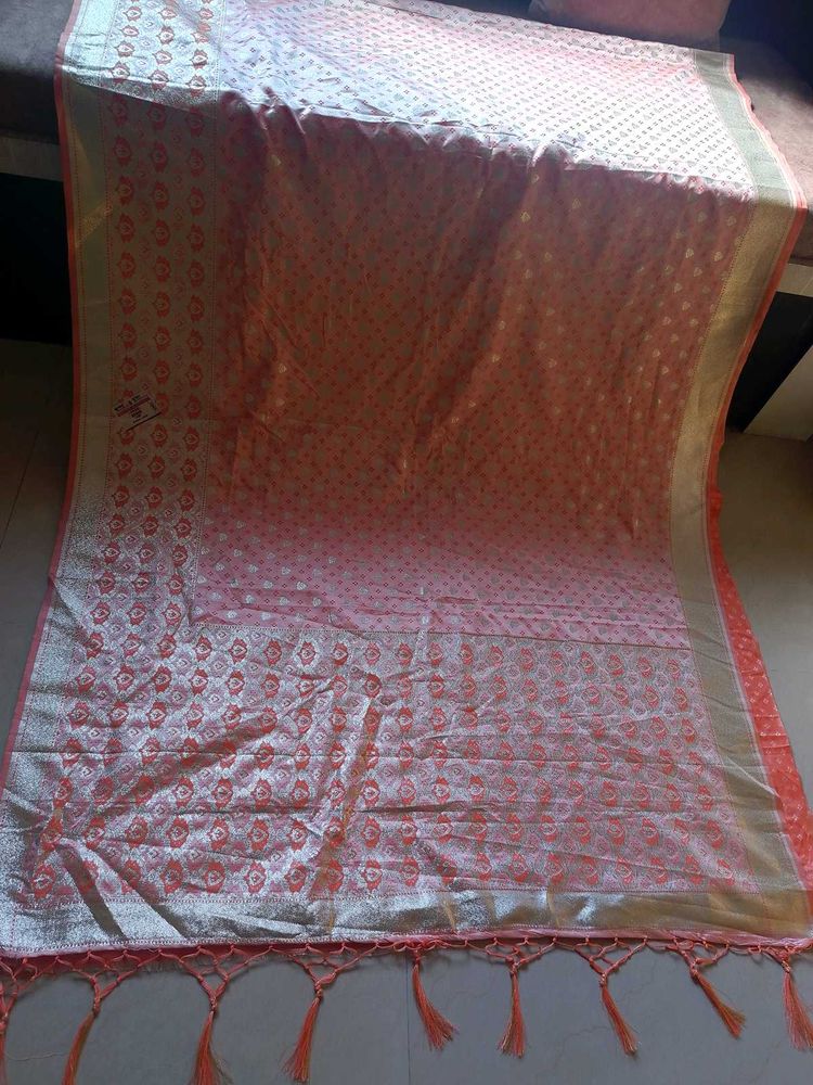 New Banarasi Silk Saree With Unstitched Blouse Pie