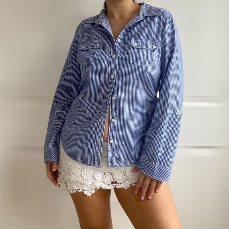 M&amp;S Women&#39;s Blue and White Blouse
