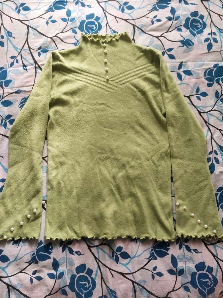 Green Turtleneck Top
