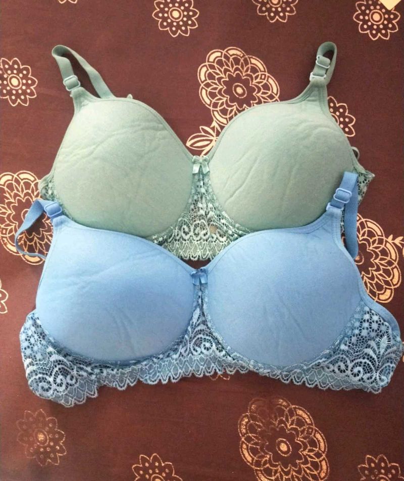 Set Of 2 Cotton Padded Bra
