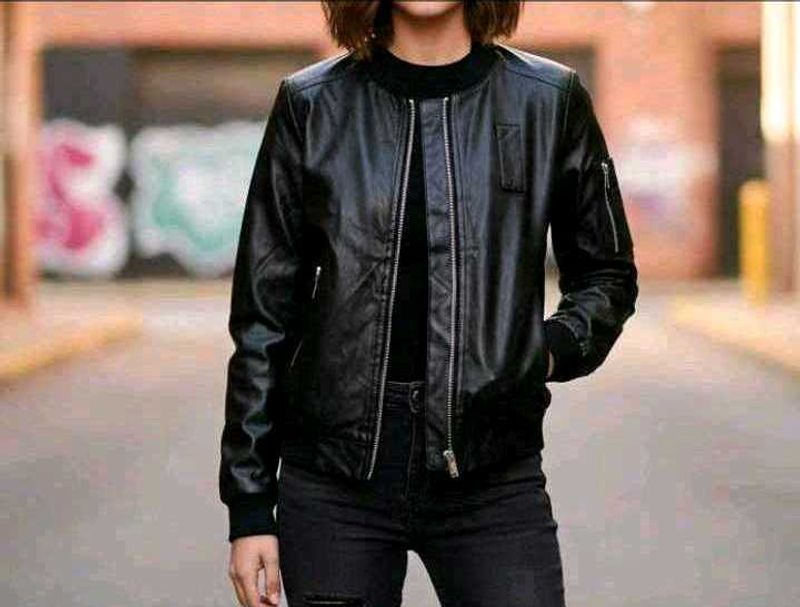 bomber faux leather jacket