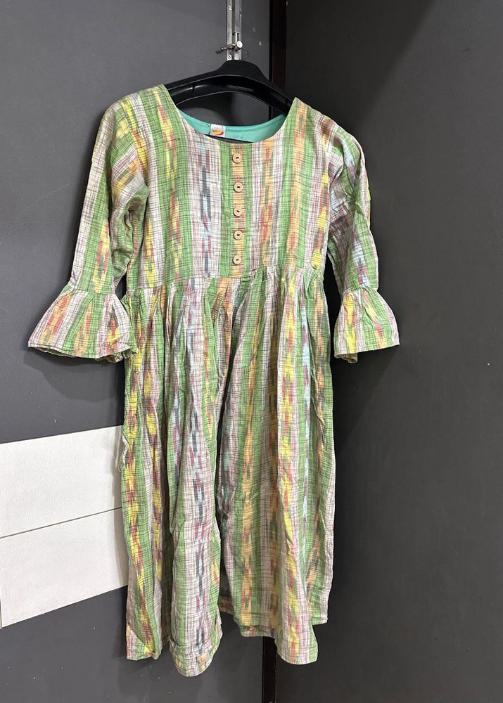 Girls&#39; Green Patterned Dress