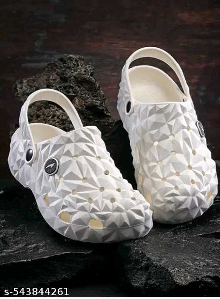 White Geometric Clogs