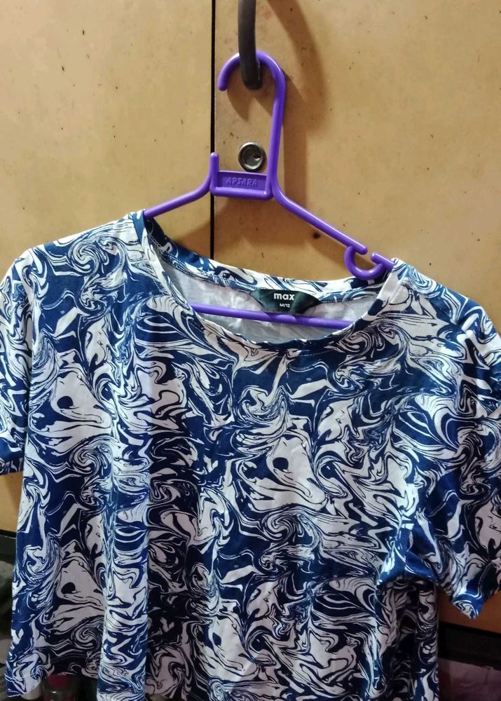 Blue &amp; White Print Top