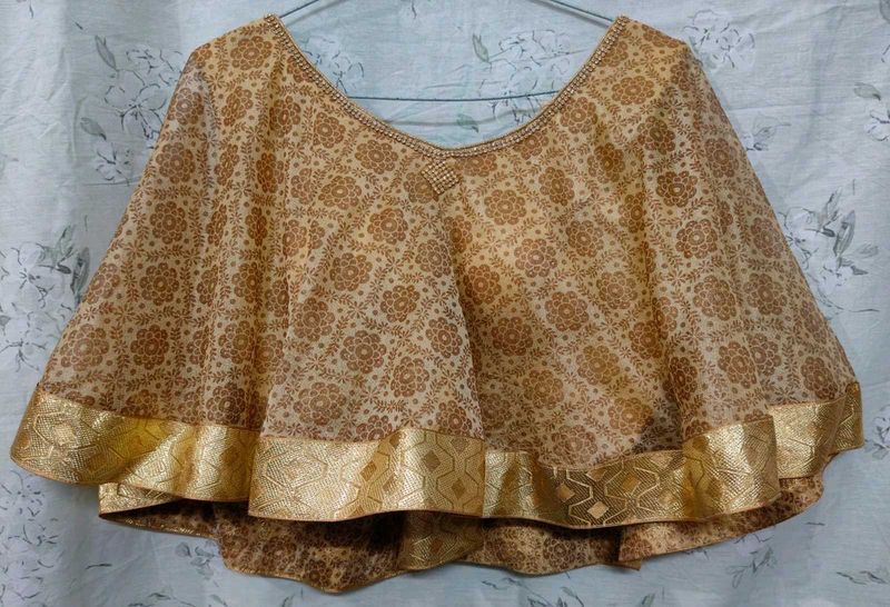 Elegant Gold Print Cape Top