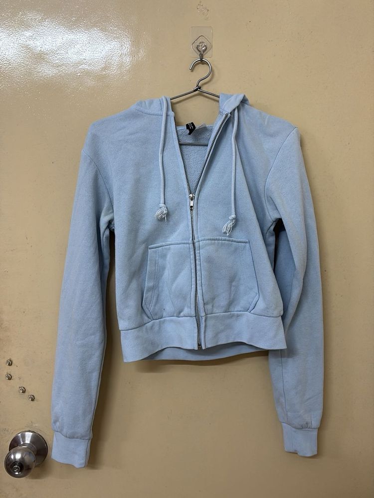 Light Blue Cropped Hoodie