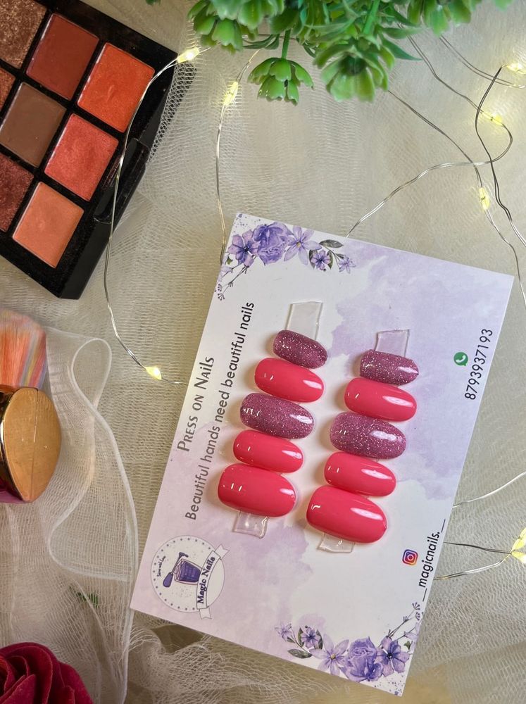 Press On Nails - Pink &amp; Glitter