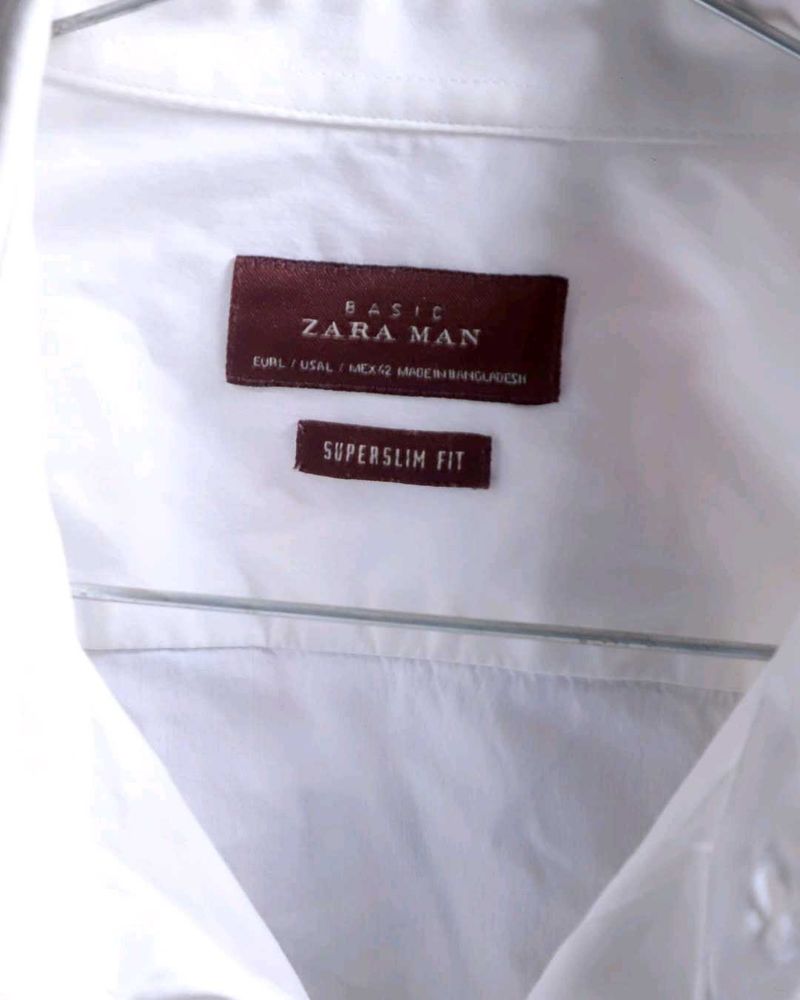 Zara Man White Superslim Fit Dress Shirt