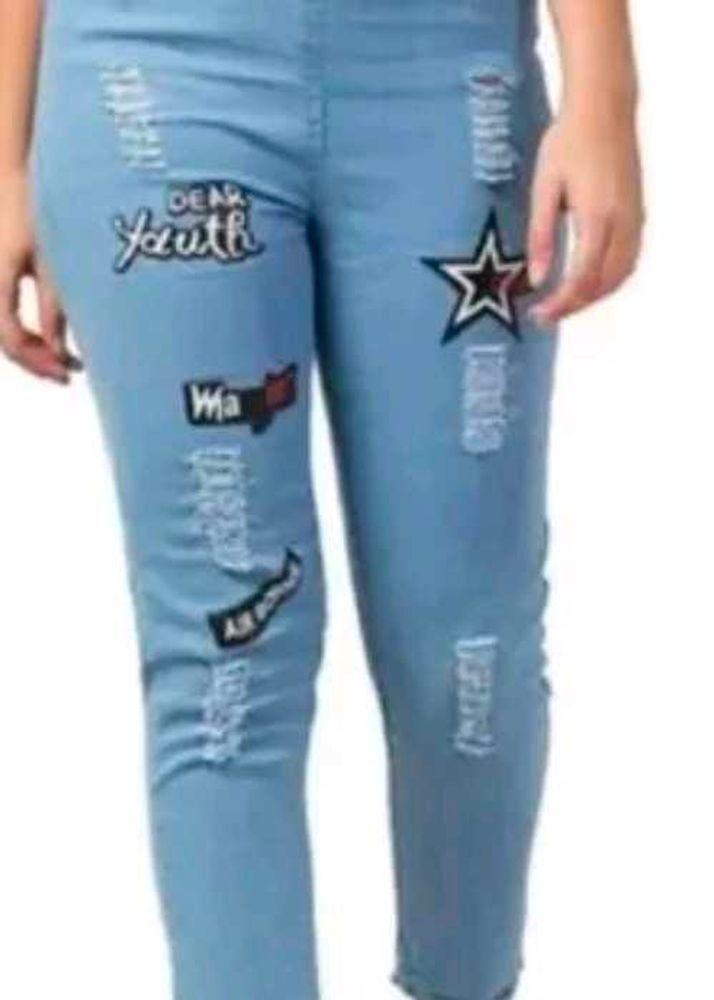 Distressed Graphic Patch Denim