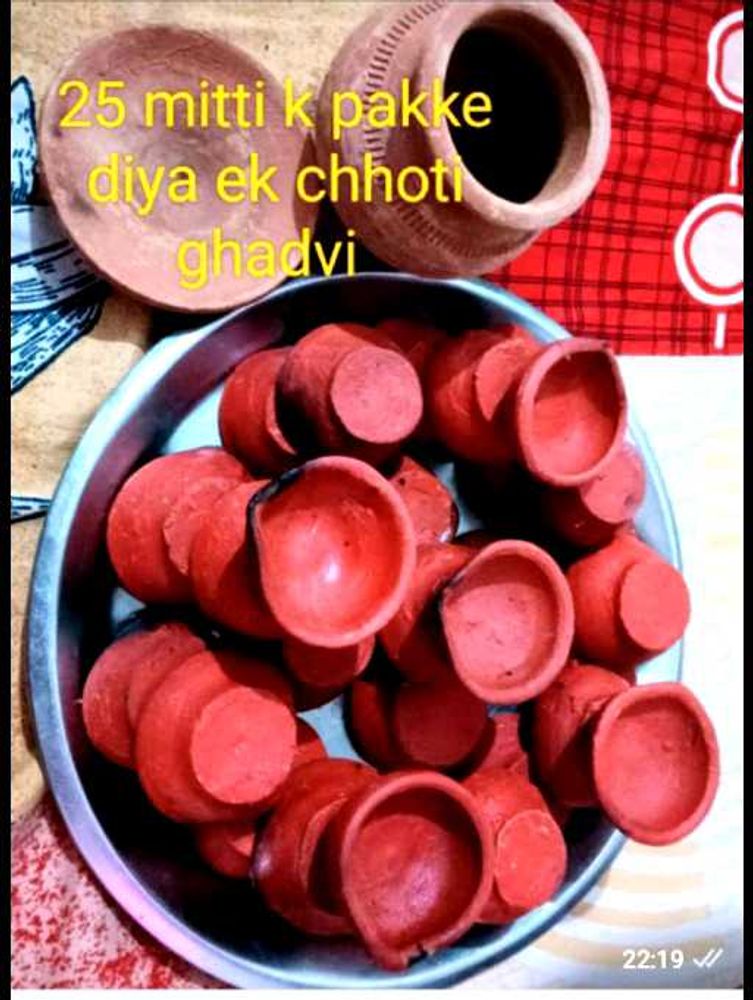 25 Clay Diyas &amp; Ghada Set  मिट्टी के दिया और छोट