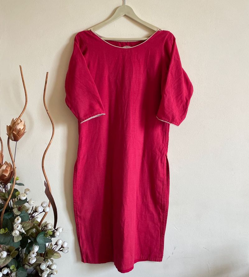 Red Cotton Kurta