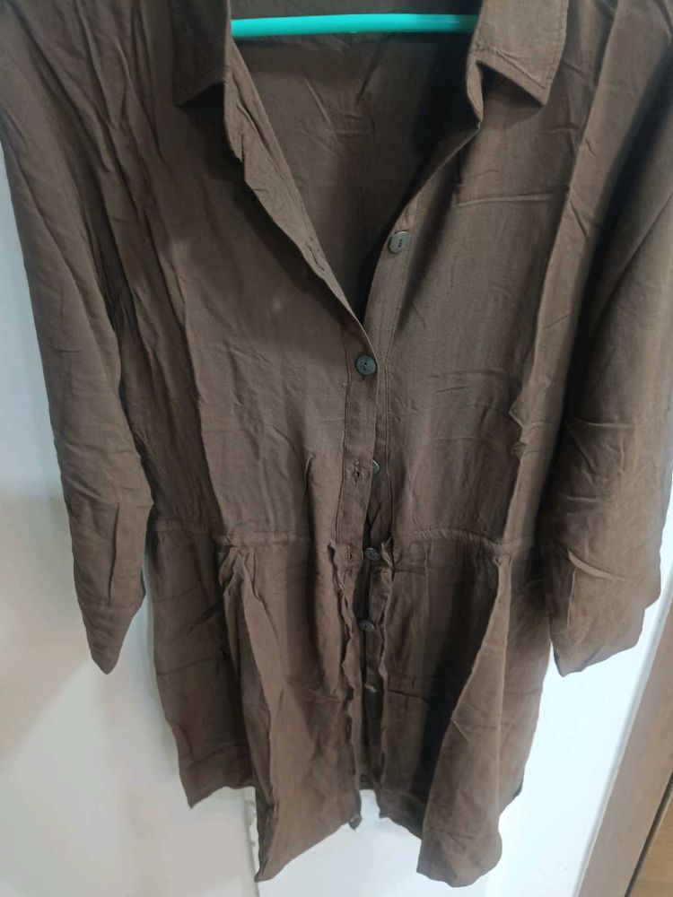 Brown Button-Down Dress