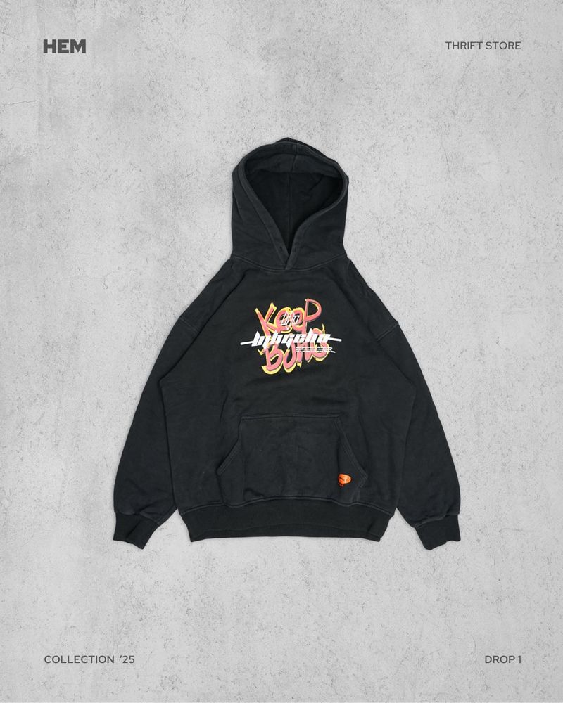 BJHG Black Graphic Print Hoodie