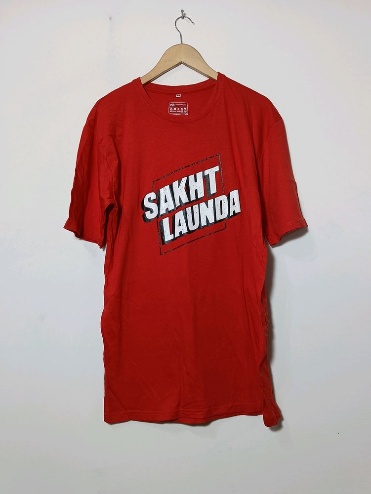 Oversized Red Printed T-Shirt (Men)