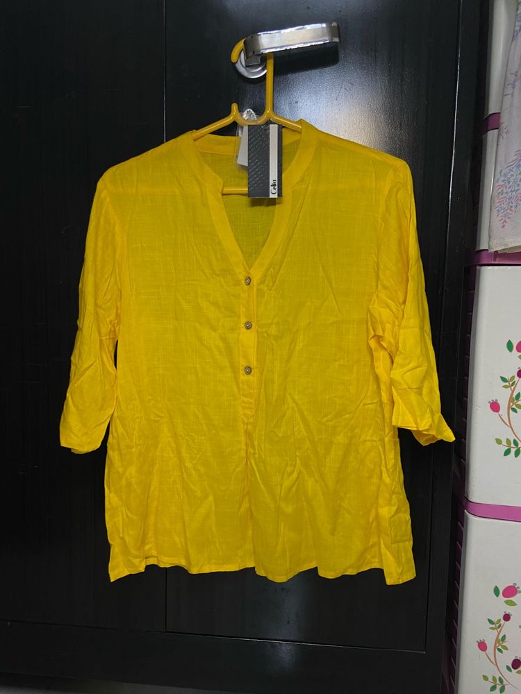 Yellow V-Neck Top
