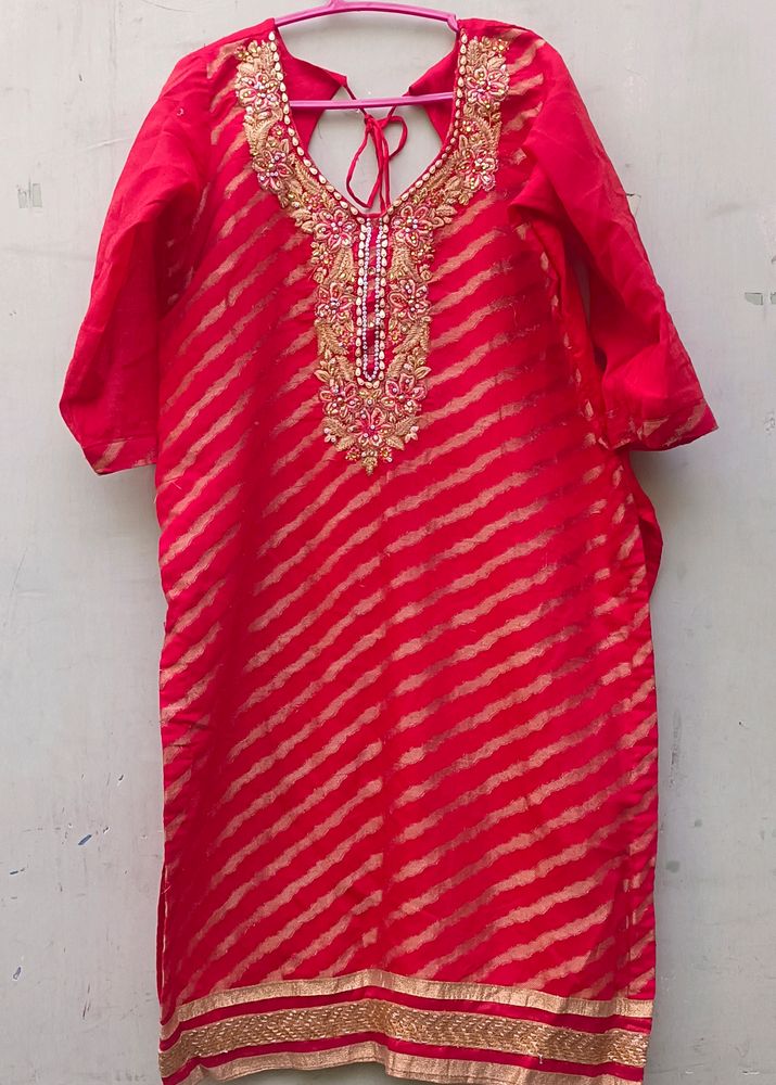 PLUS SIZE RED BANARSI SALWAR SUIT SET