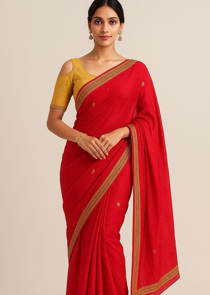 Red Embellished Saree