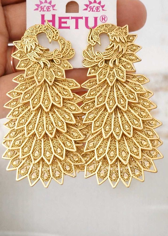 Golden Peacock Earrings