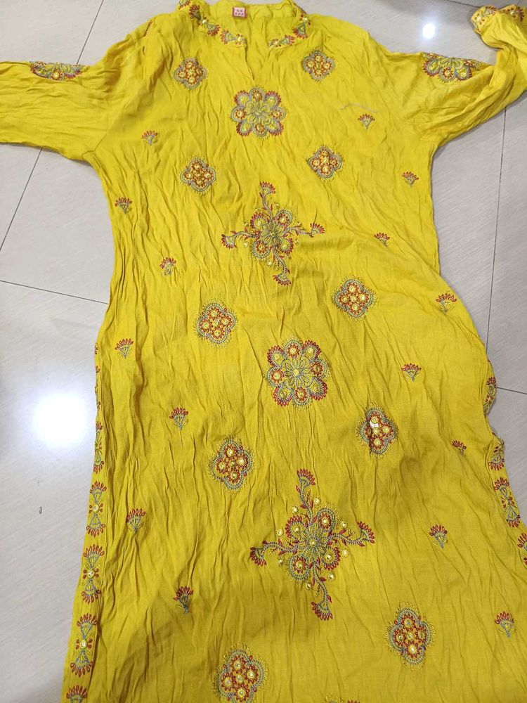 Yellow Floral Kurti