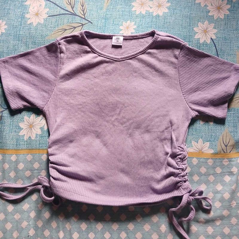 Purple Crop Top with Drawstring