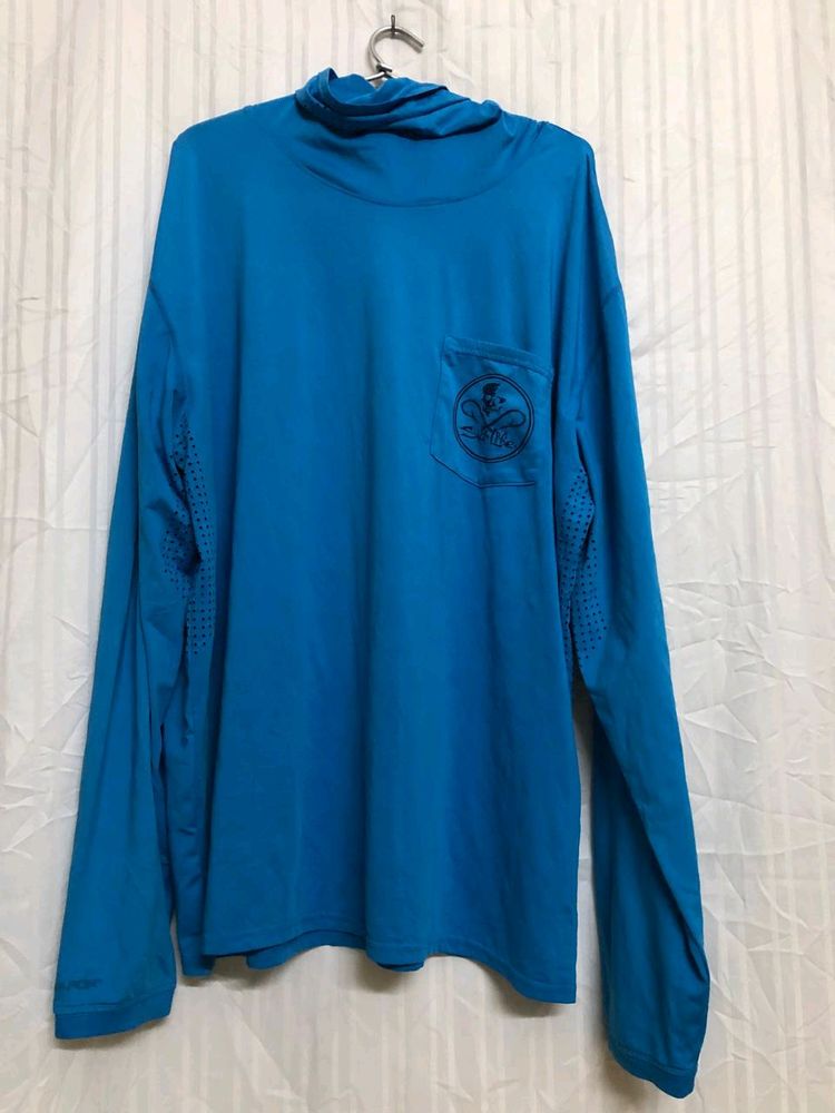 Blue High Neck T Shirt
