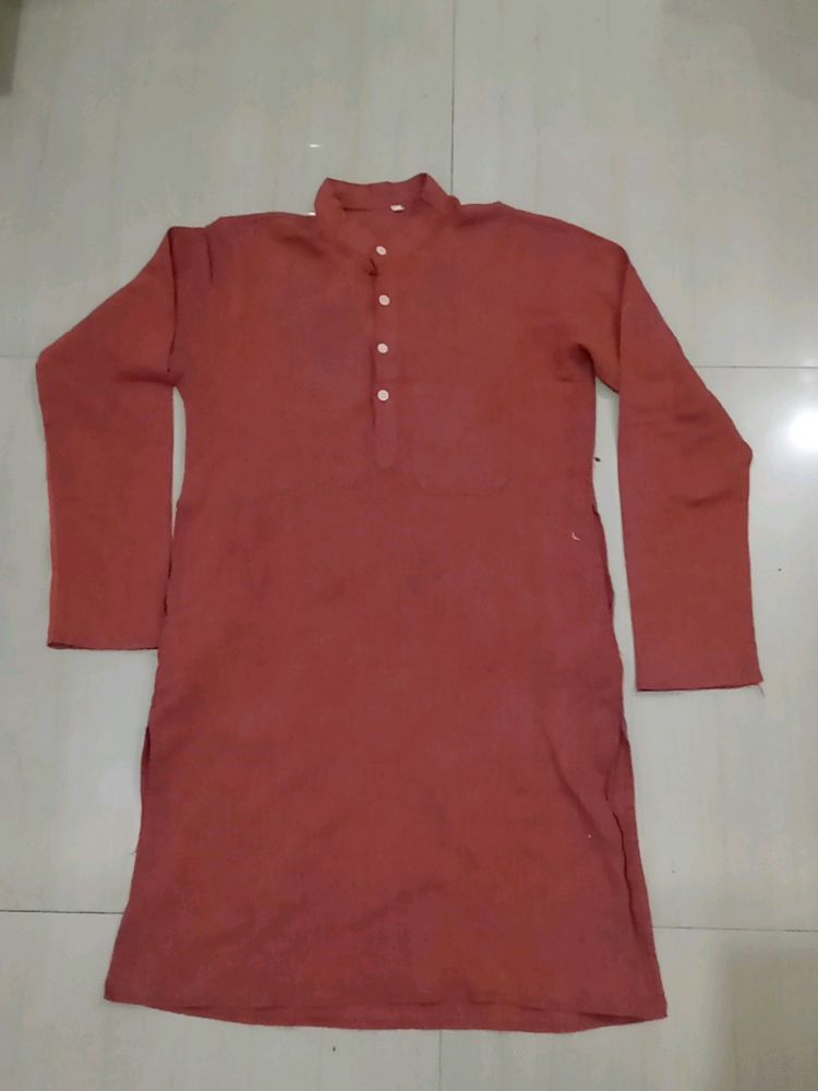 Khadi Reddish Brown Kurta Comfortable