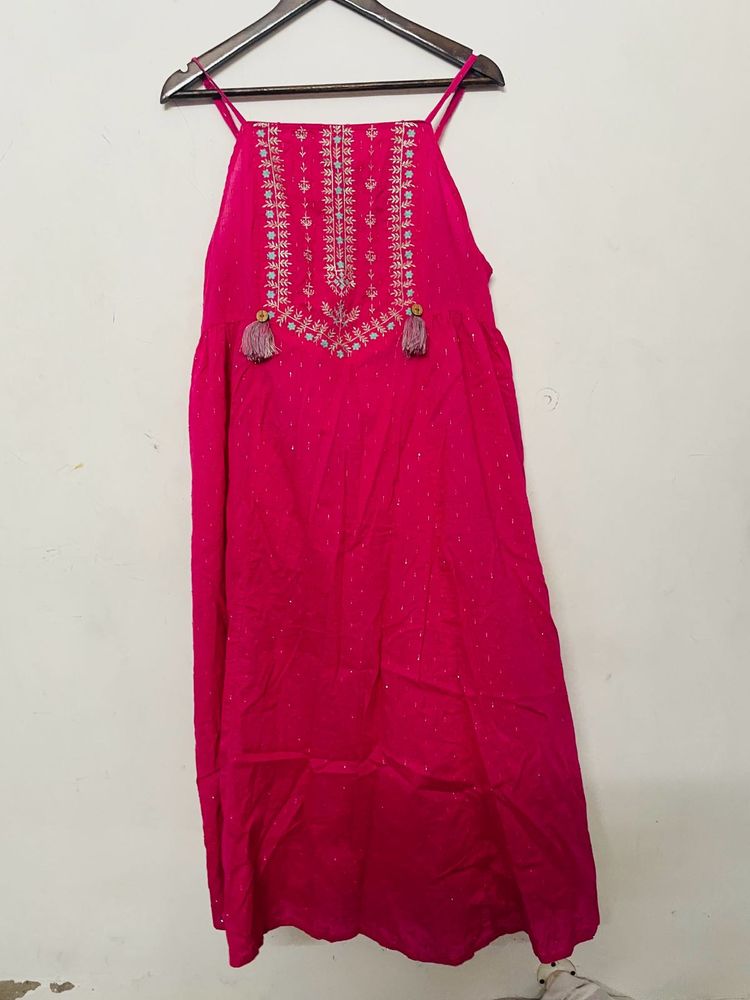 Pink Embroidered Kurta
