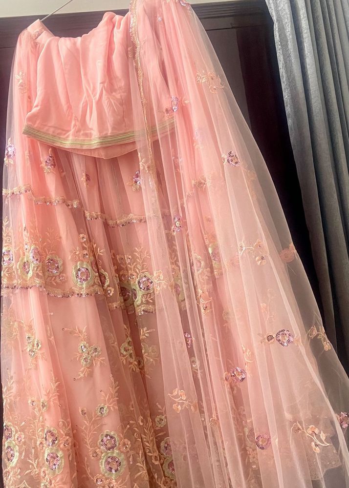 Peach Embellished Lehenga