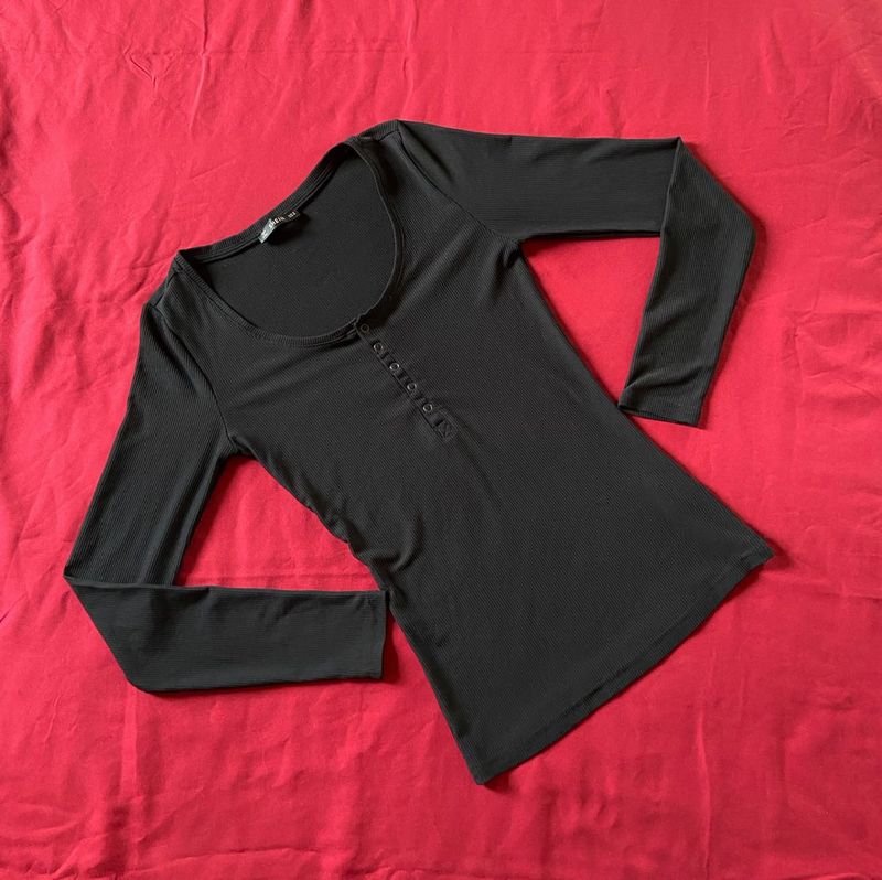 Shein Full Sleeves Black Top