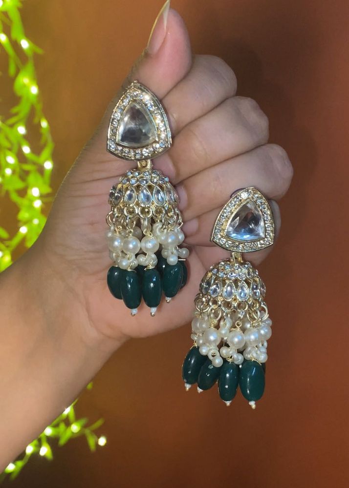 Elegant Green Beaded Earrings