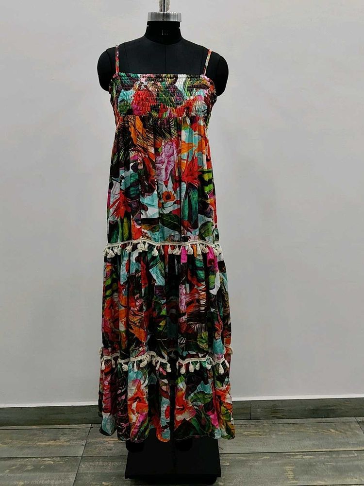 Tropical Print Maxi Dress