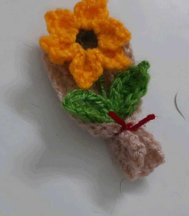 Crochet Sunflower 3D Fridge Magnet