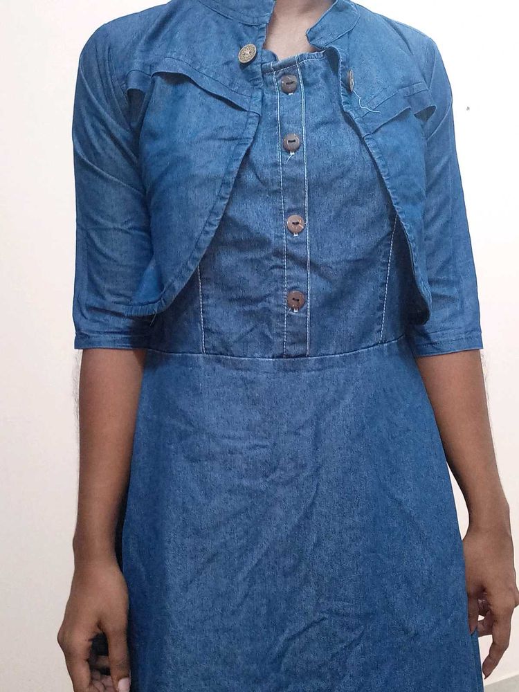 Denim Frock With Coat