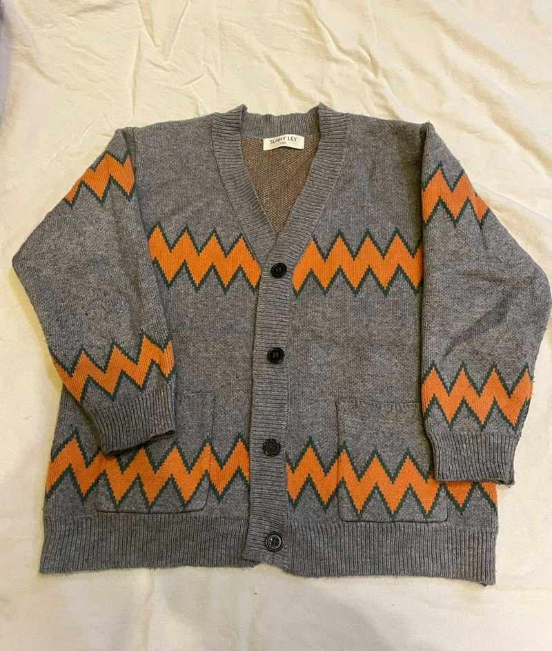 Korean Stylish Zigzag Knit Cardigan