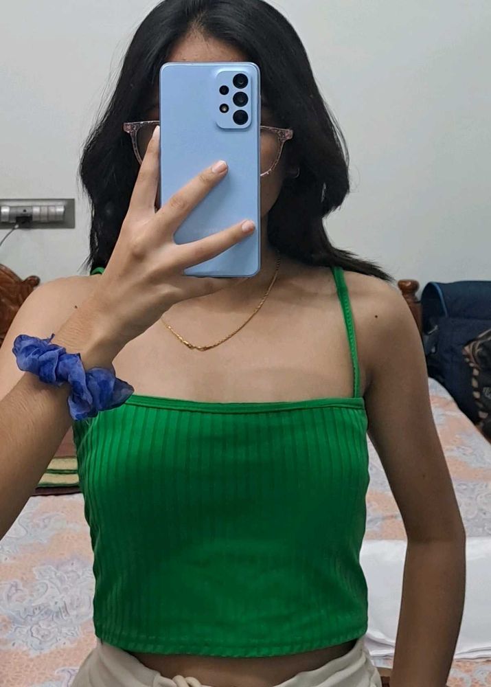 Green Ribbed Tank Top
