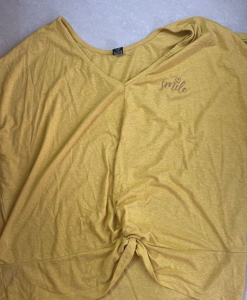 Mustard Knot-Front Tee
