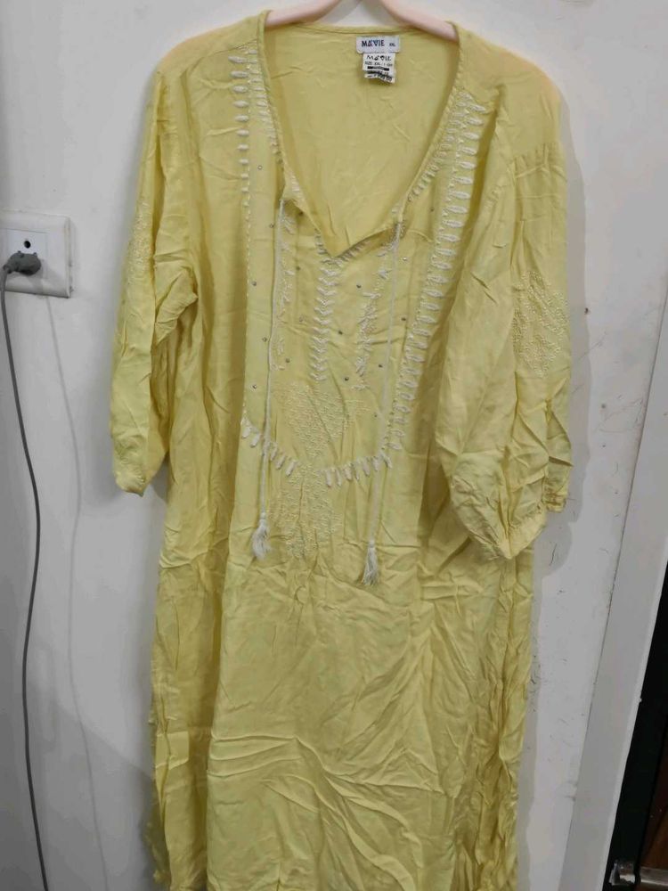 Yellow Embroidered Tunic Dress