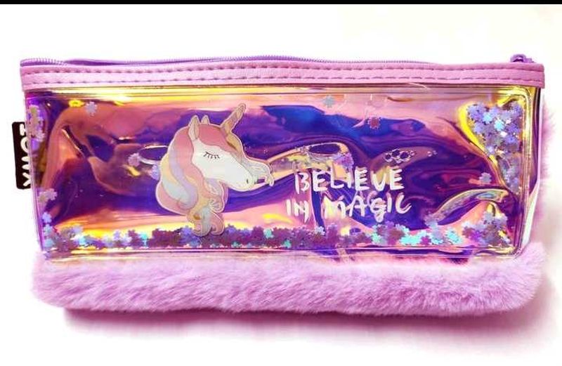 🦄 Unicorn 🦄 Fur Pencil Case With Water Glitter
