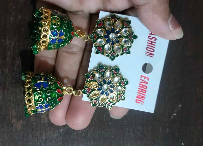 Dark Green Jhumka