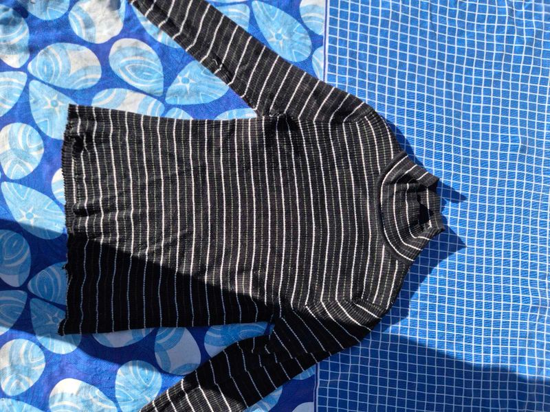 Striped Mock Neck Top