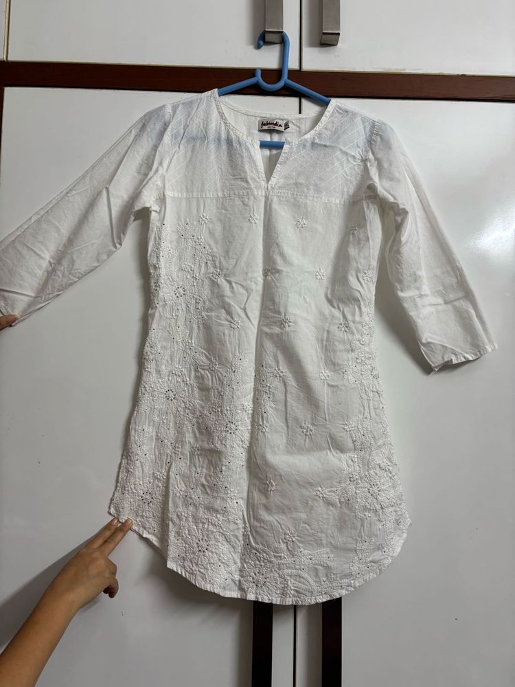 White Embroidered kurti