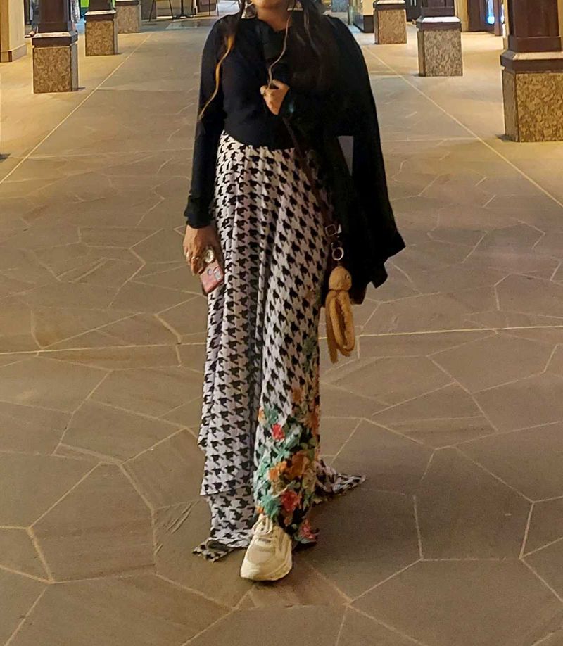 Elegant Black &amp; White Flared Dress🖤