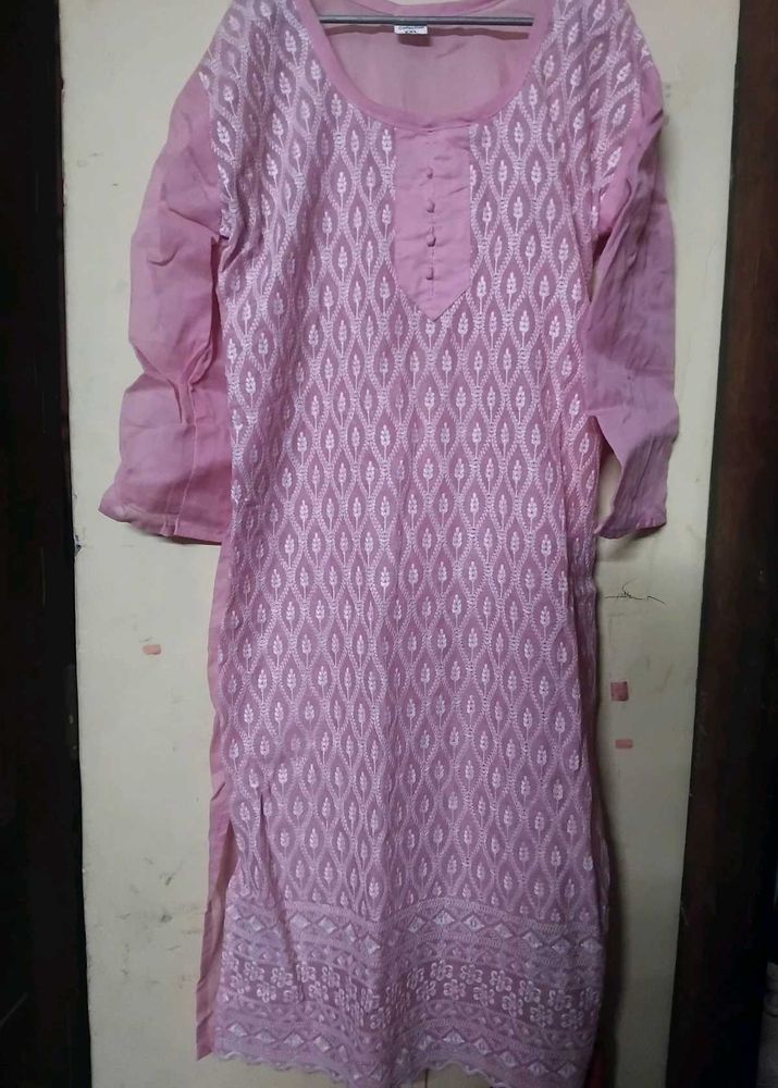 Pink Embroidered Kurta